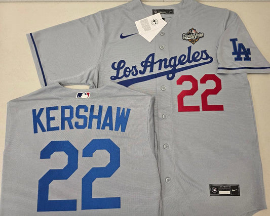 Nike Los Angeles Dodgers CLAYTON KERSHAW 2025 World Series Baseball Jersey GRAY