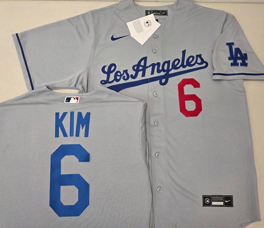 Nike Los Angeles Dodgers HYESEONG KIM Baseball Jersey GRAY