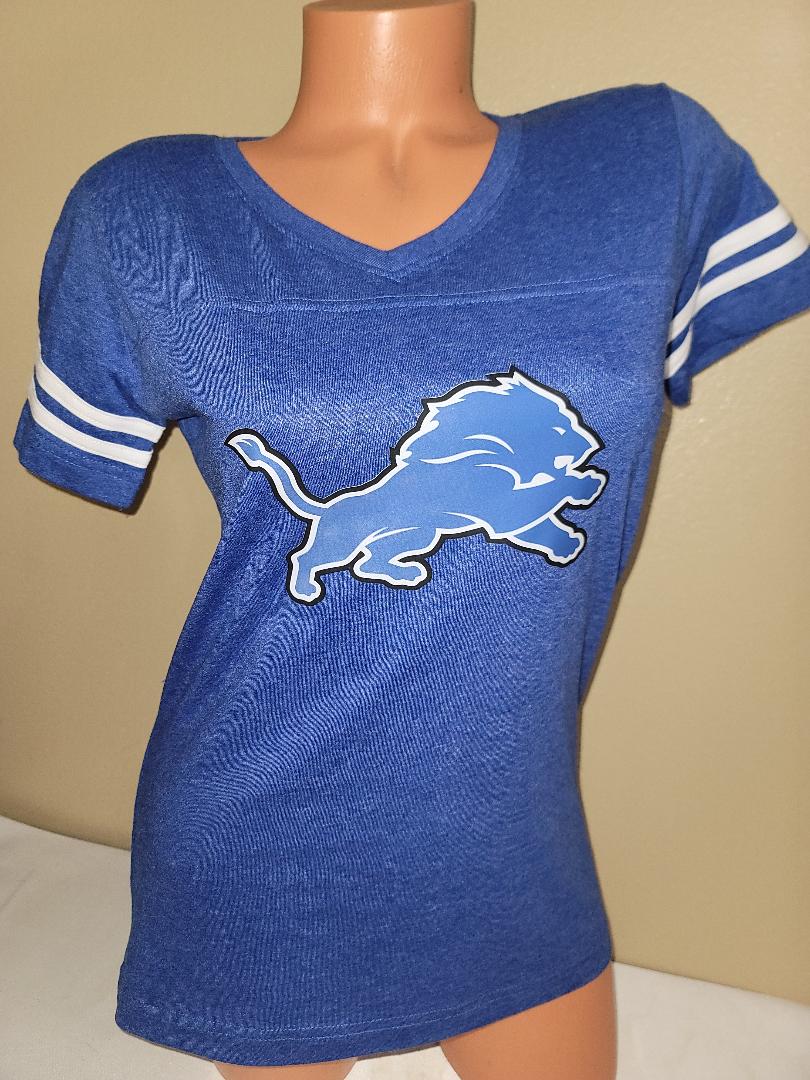 Womens Ladies DETROIT LIONS "Stripes" Football Jersey SHIRT ROYAL New