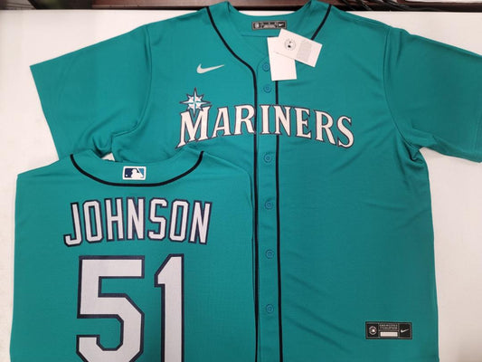 Nike Seattle Mariners RANDY JOHNSON Sewn Baseball Jersey TEAL