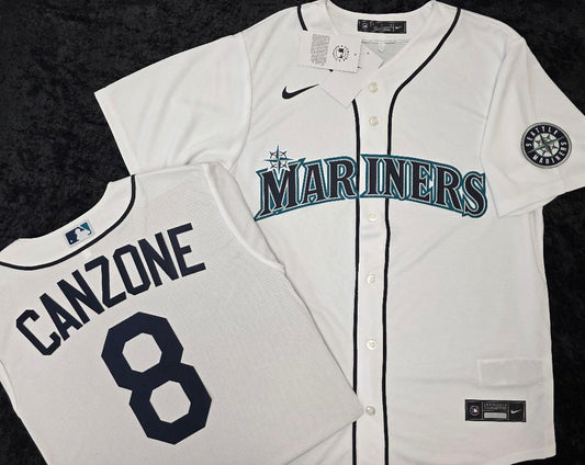 Nike Seattle Mariners DOMINIC CANZONE Sewn Baseball Jersey WHITE