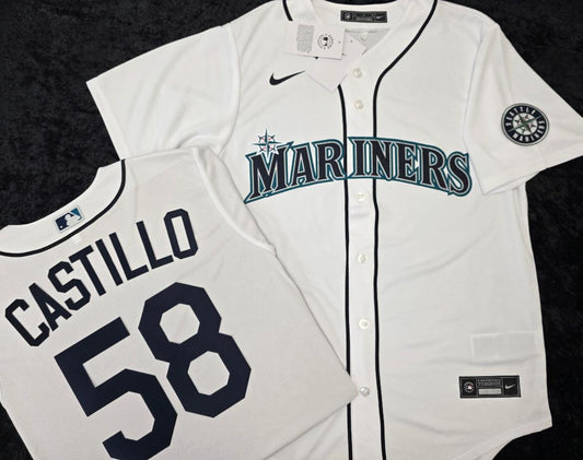 Nike Seattle Mariners LUIS CASTILLO Sewn Baseball Jersey WHITE