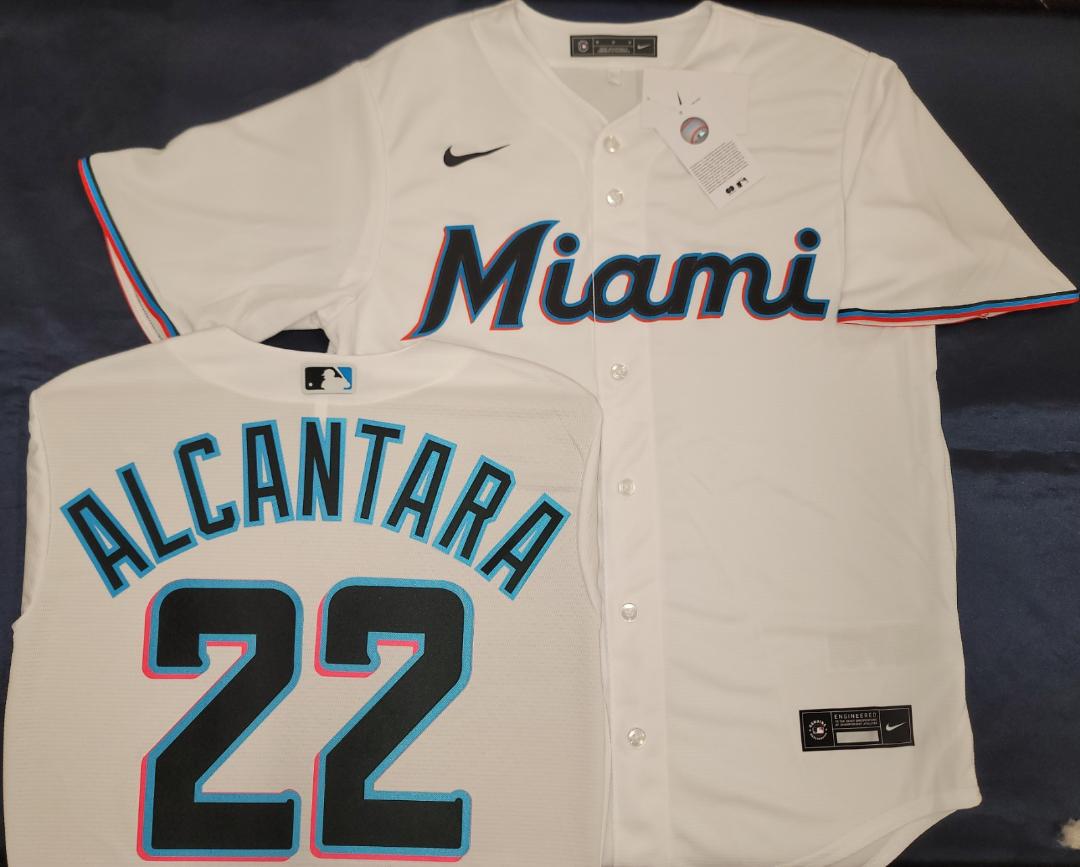 Nike Miami Marlins SANDY ALCANTARA Sewn Baseball Jersey WHITE