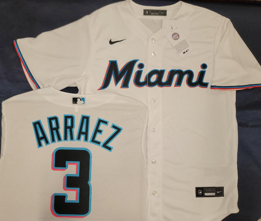 Nike Miami Marlins LUIS ARRAEZ Sewn Baseball Jersey WHITE