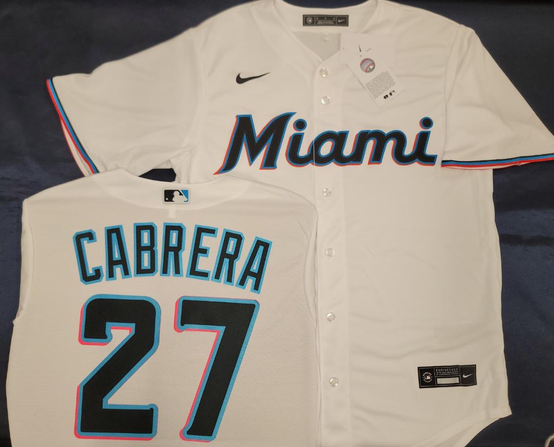Nike Miami Marlins EDWARD CABRERA Sewn Baseball Jersey WHITE