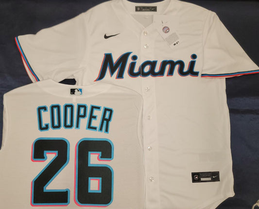 Nike Miami Marlins GARRETT COOPER Sewn Baseball Jersey WHITE