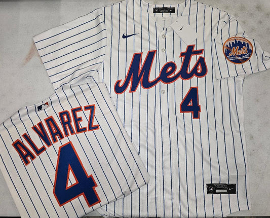 Mens Nike New York Mets FRANCISCO ALVAREZ Baseball Jersey WHITE P/S New