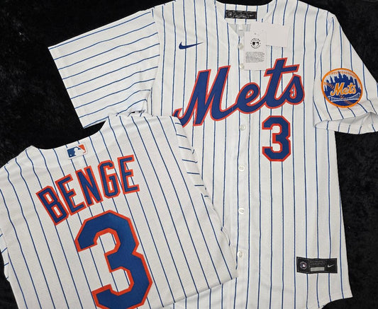 Mens Nike New York Mets CARSON BENGE Baseball Jersey WHITE P/S New