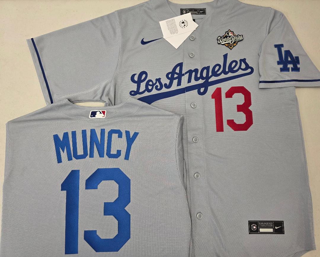 Nike Los Angeles Dodgers MAX MUNCY 2025 World Series Baseball Jersey GRAY