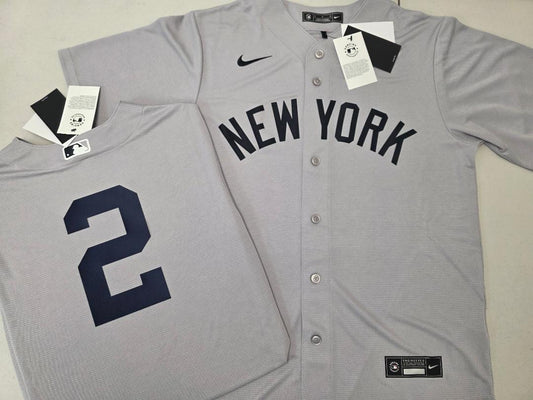 Mens Nike New York Yankees DEREK JETER Sewn Baseball Jersey GRAY
