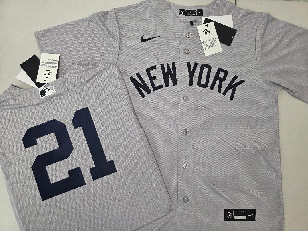 Mens Nike New York Yankees PAUL O'NEILL Sewn Baseball Jersey GRAY