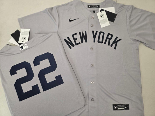 Mens Nike New York Yankees BEN RICE Sewn Baseball Jersey GRAY
