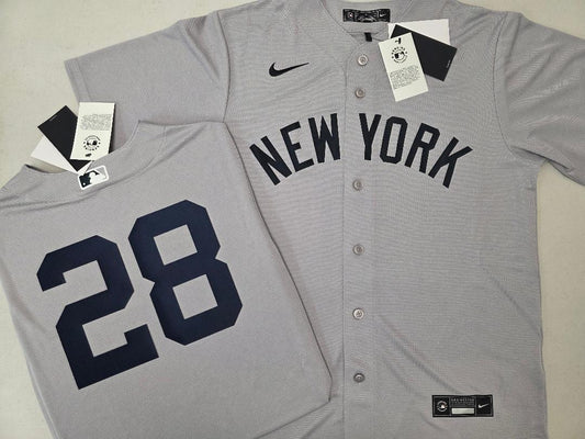 Mens Nike New York Yankees AUSTIN WELLS Sewn Baseball Jersey GRAY