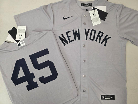 Mens Nike New York Yankees GERRIT COLE Sewn Baseball Jersey GRAY