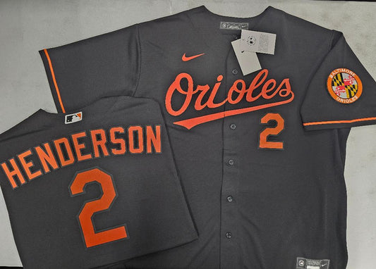 Nike Baltimore Orioles GUNNAR HENDERSON Sewn Baseball Jersey BLACK
