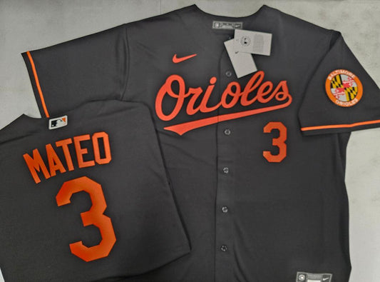 Nike Baltimore Orioles JORGE MATEO Sewn Baseball Jersey BLACK