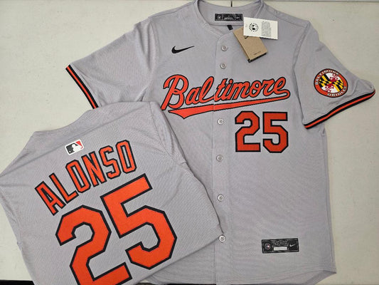 Nike Baltimore Orioles PETE ALONSO Sewn Baseball Jersey GRAY