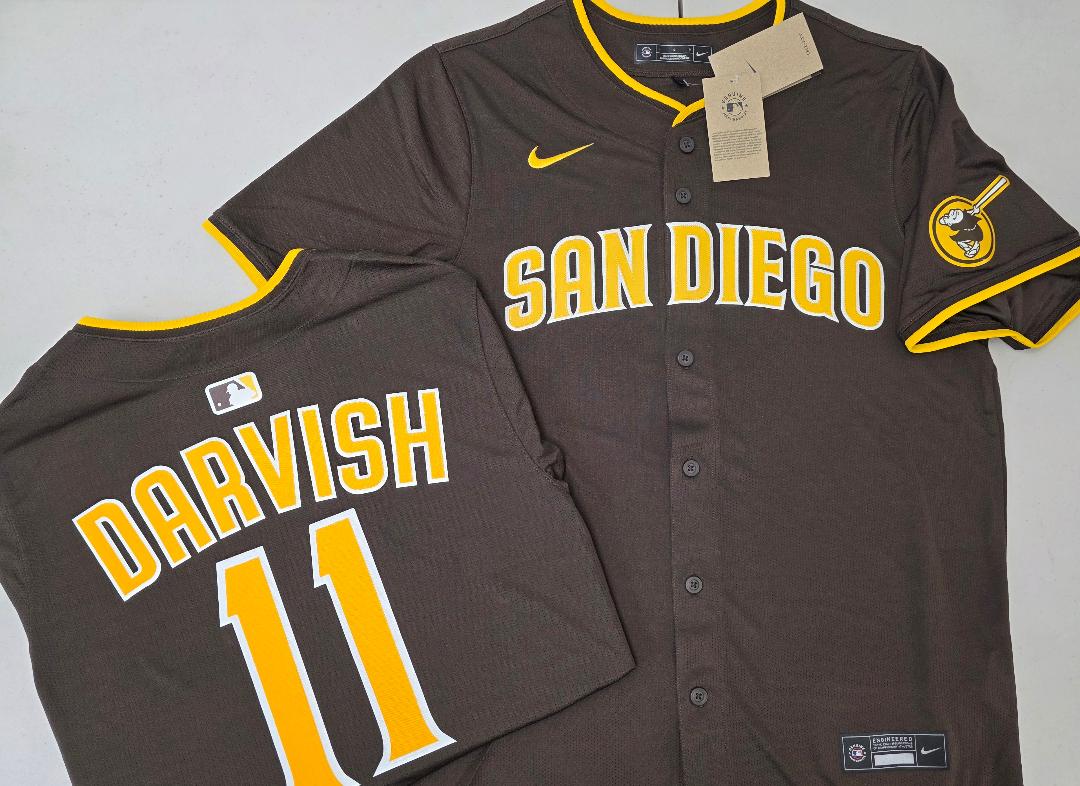 Mens NIKE San Diego Padres YU DARVISH Sewn JERSEY Brown