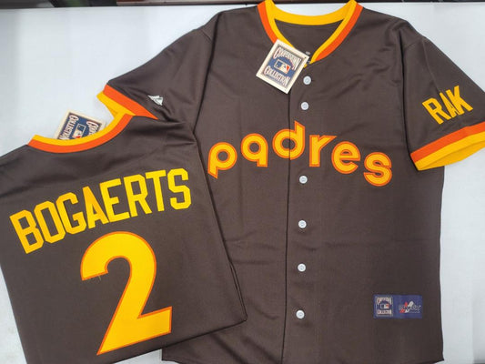 Cooperstown Collection San Diego Padres XANDER BOGAERTS Sewn THROWBACK Baseball Jersey BROWN