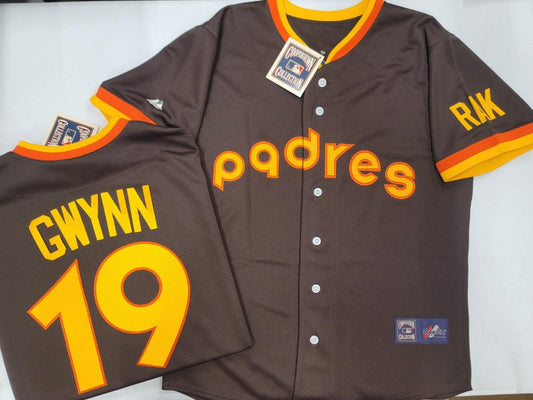 Cooperstown Collection San Diego Padres TONY GWYNN Sewn THROWBACK Baseball Jersey BROWN