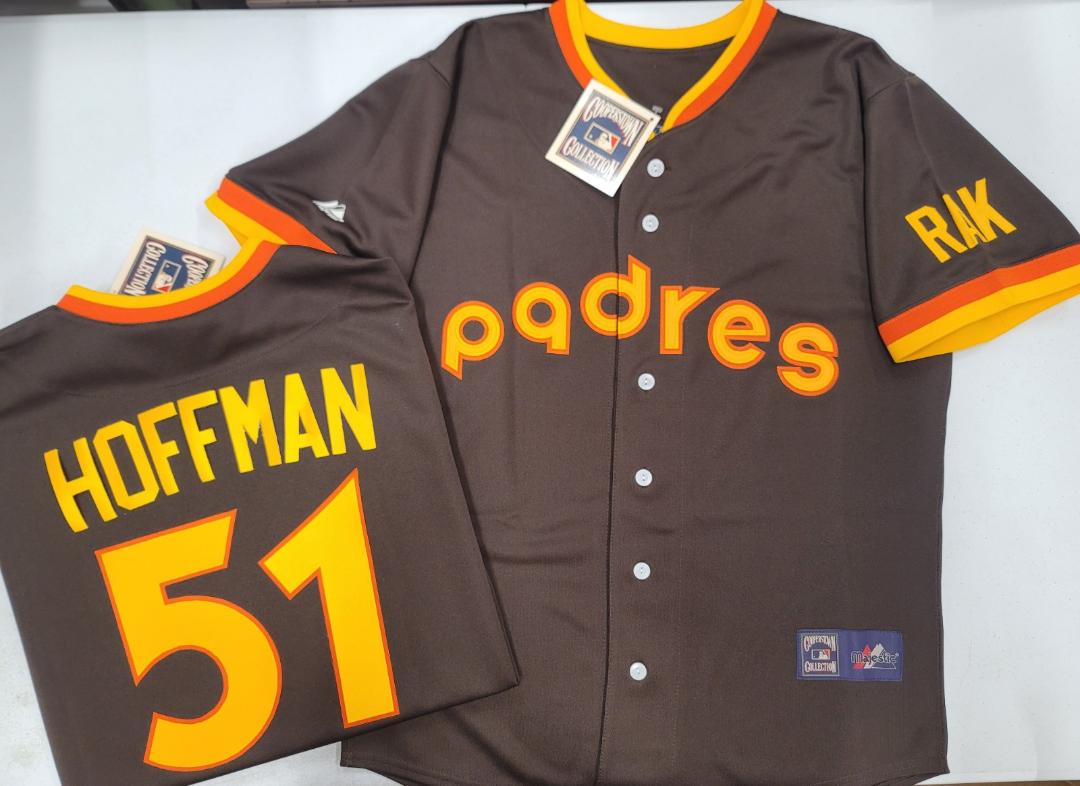 Cooperstown Collection San Diego Padres TREVOR HOFFMAN Sewn THROWBACK Baseball Jersey BROWN