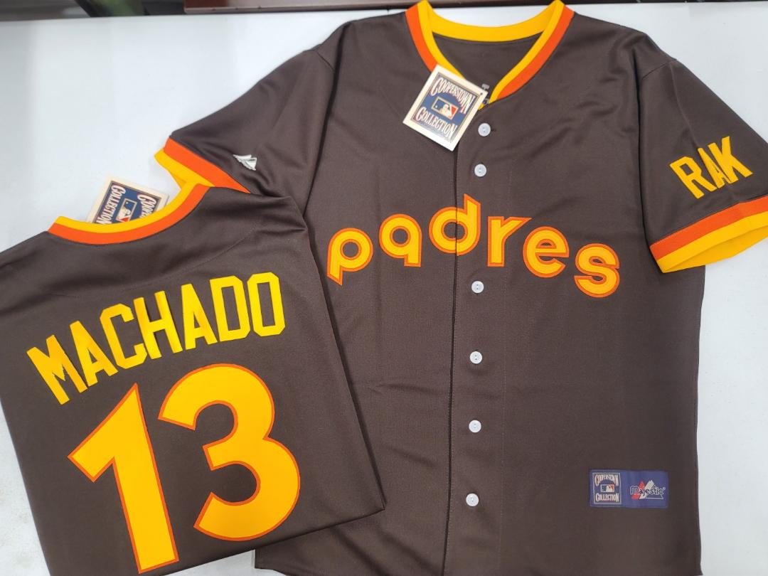 Cooperstown Collection San Diego Padres MANNY MACHADO Sewn THROWBACK Baseball Jersey BROWN