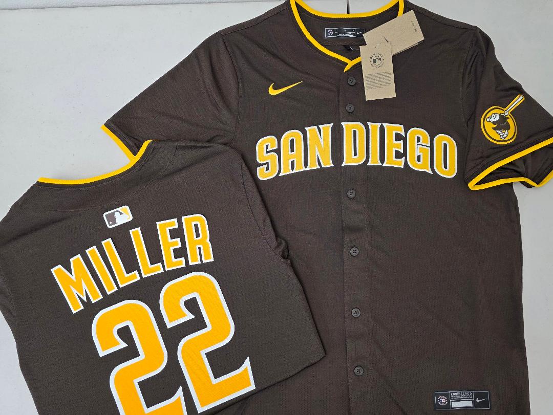 Mens NIKE San Diego Padres MASON MILLER Sewn JERSEY Brown