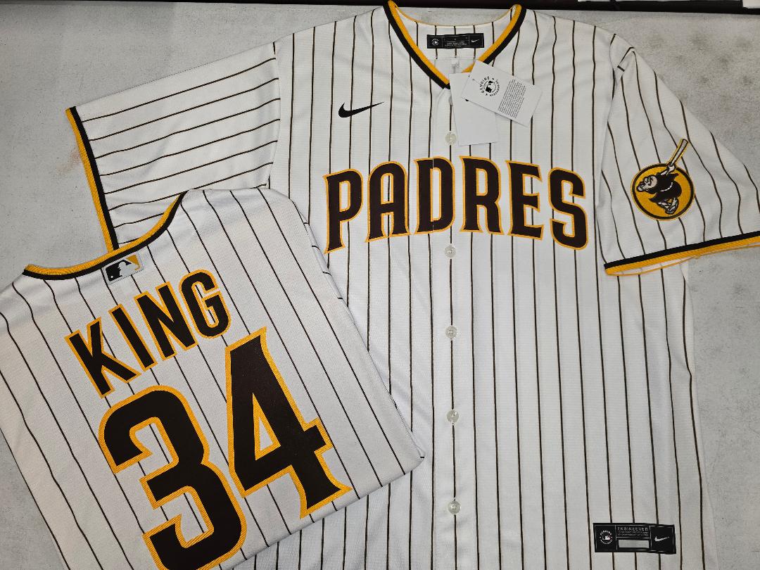 Mens NIKE San Diego Padres MICHAEL KING Sewn JERSEY White P/S