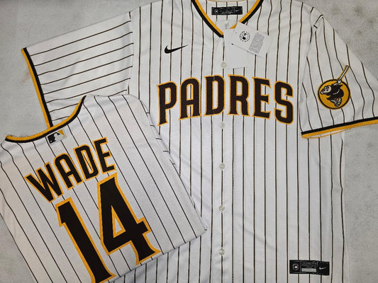 Mens NIKE San Diego Padres TYLER WADE Sewn JERSEY White P/S