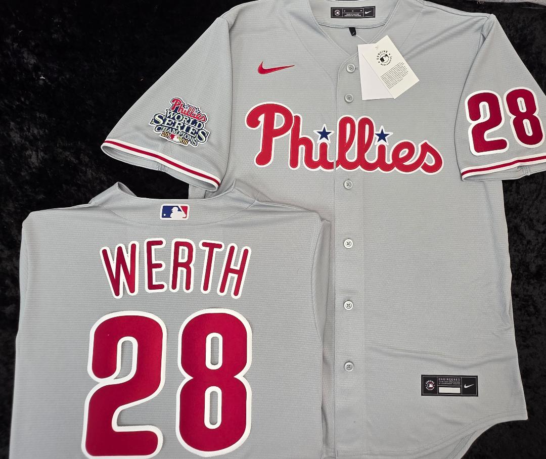 Nike Philadelphia Phillies JAYSON WERTH Sewn 2008 World Series Baseball Jersey GRAY
