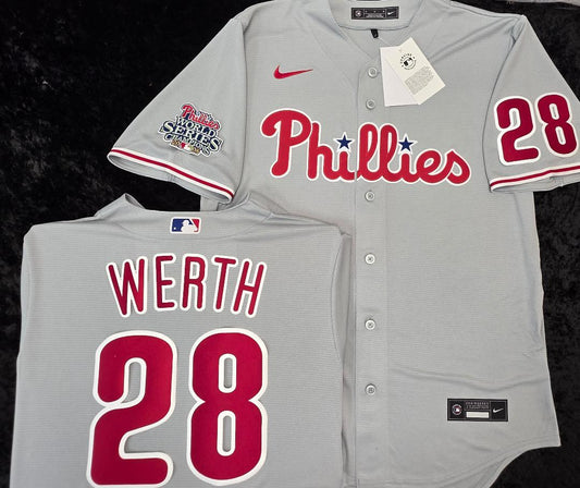 Nike Philadelphia Phillies JAYSON WERTH Sewn 2008 World Series Baseball Jersey GRAY