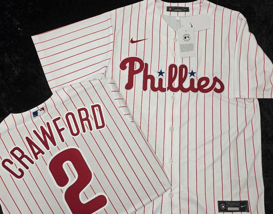 Nike Philadelphia Phillies JUSTIN CRAWFORD Sewn Baseball Jersey WHT P/S