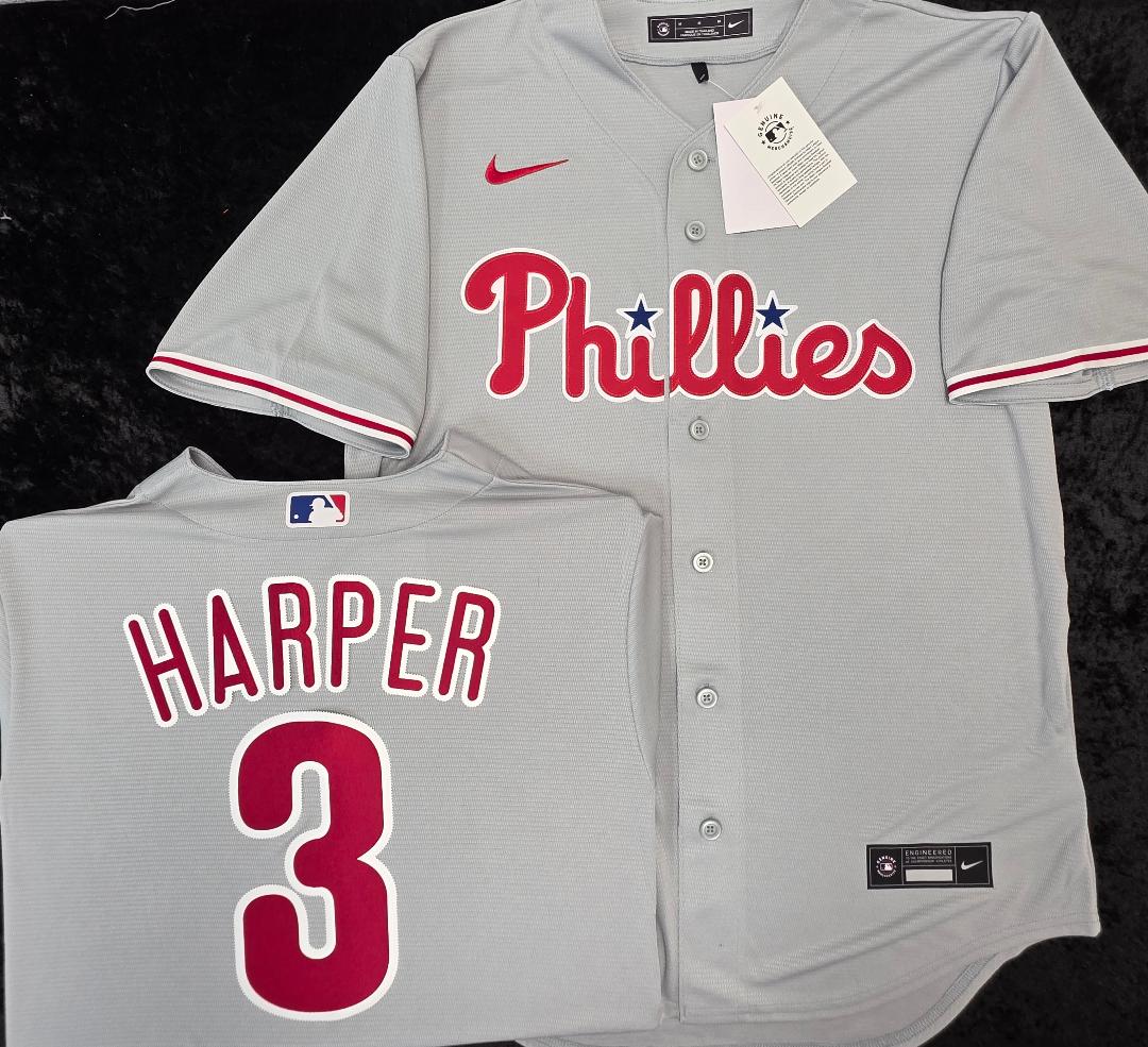Nike Philadelphia Phillies BRYCE HARPER Sewn Baseball Jersey GRAY