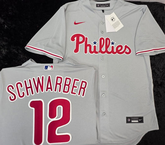 Nike Philadelphia Phillies KYLE SCHWARBER Sewn Baseball Jersey GRAY
