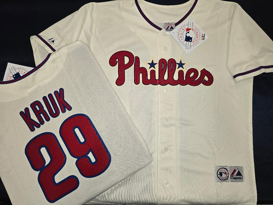 Majestic Philadelphia Phillies JOHN KRUK Baseball Jersey IVORY New