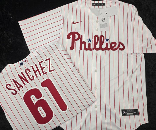 Nike Philadelphia Phillies CRISTOPHER SANCHEZ Sewn Baseball Jersey WHT P/S