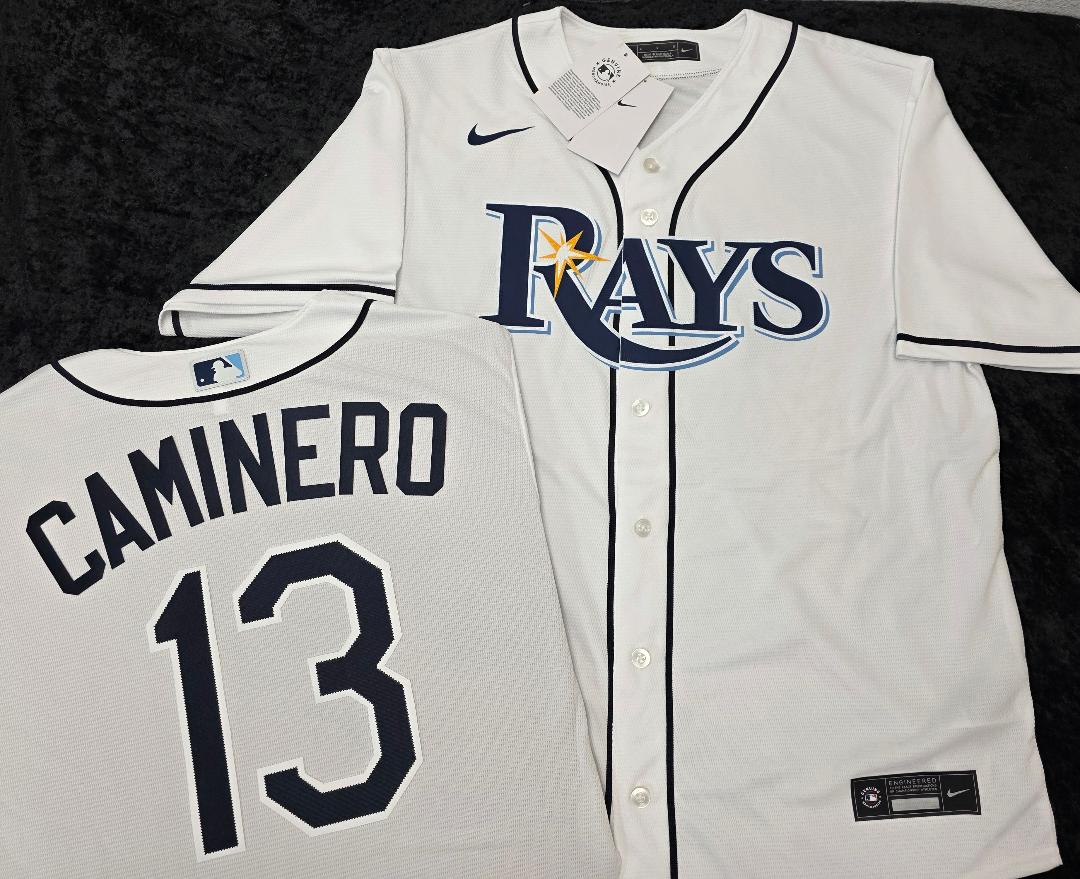 Nike Tampa Bay Rays JUNIOR CAMINERO Sewn Baseball Jersey WHITE