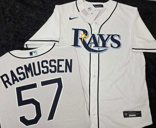 Nike Tampa Bay Rays DREW RASMUSSEN Sewn Baseball Jersey WHITE