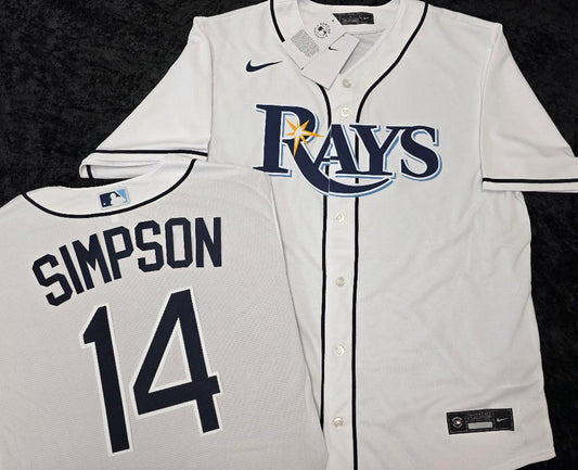 Nike Tampa Bay Rays CHANDLER SIMPSON Sewn Baseball Jersey WHITE