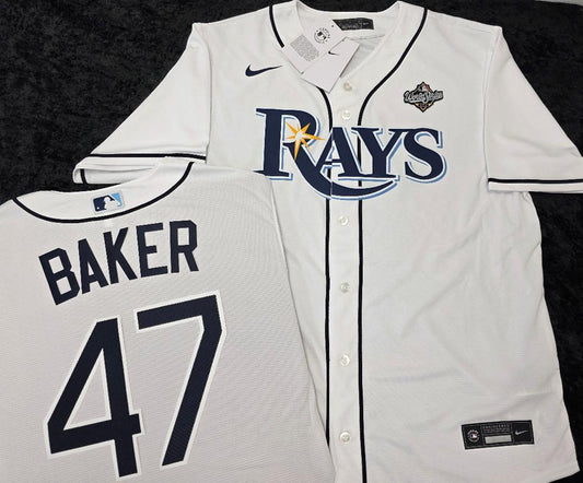 Nike Tampa Bay Rays BRYAN BAKER 2026 World Series Sewn Baseball Jersey WHITE