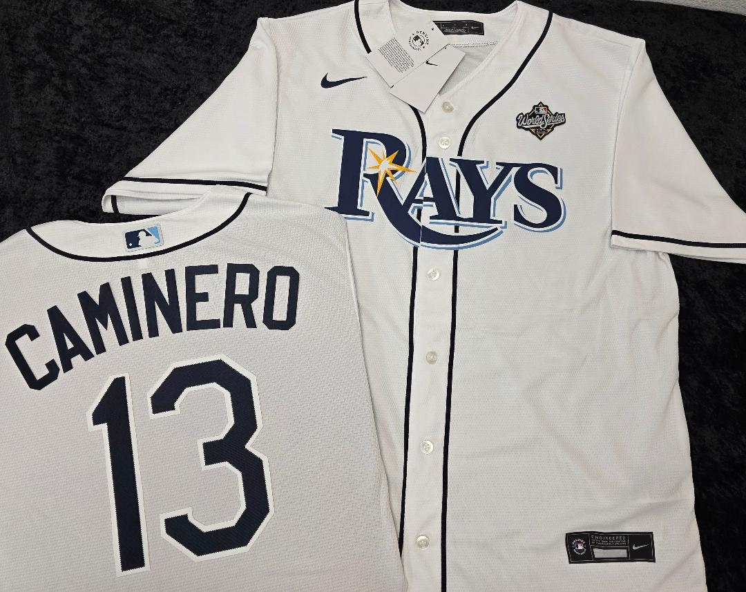 Nike Tampa Bay Rays JUNIOR CAMINERO 2026 World Series Sewn Baseball Jersey WHITE