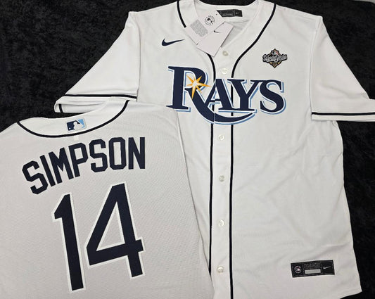Nike Tampa Bay Rays CHANDLER SIMPSON 2026 World Series Sewn Baseball Jersey WHITE