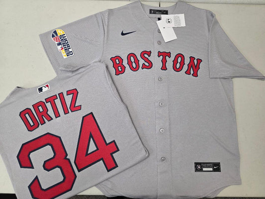 Nike Boston Red Sox DAVID ORTIZ 2007 World Series Baseball Jersey GRAY