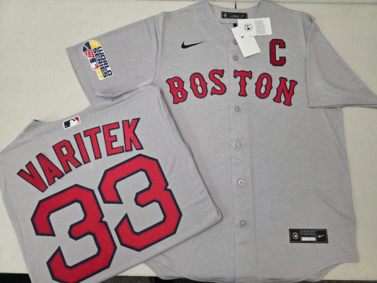 Nike Boston Red Sox JASON VARITEK 2007 World Series Baseball Jersey GRAY