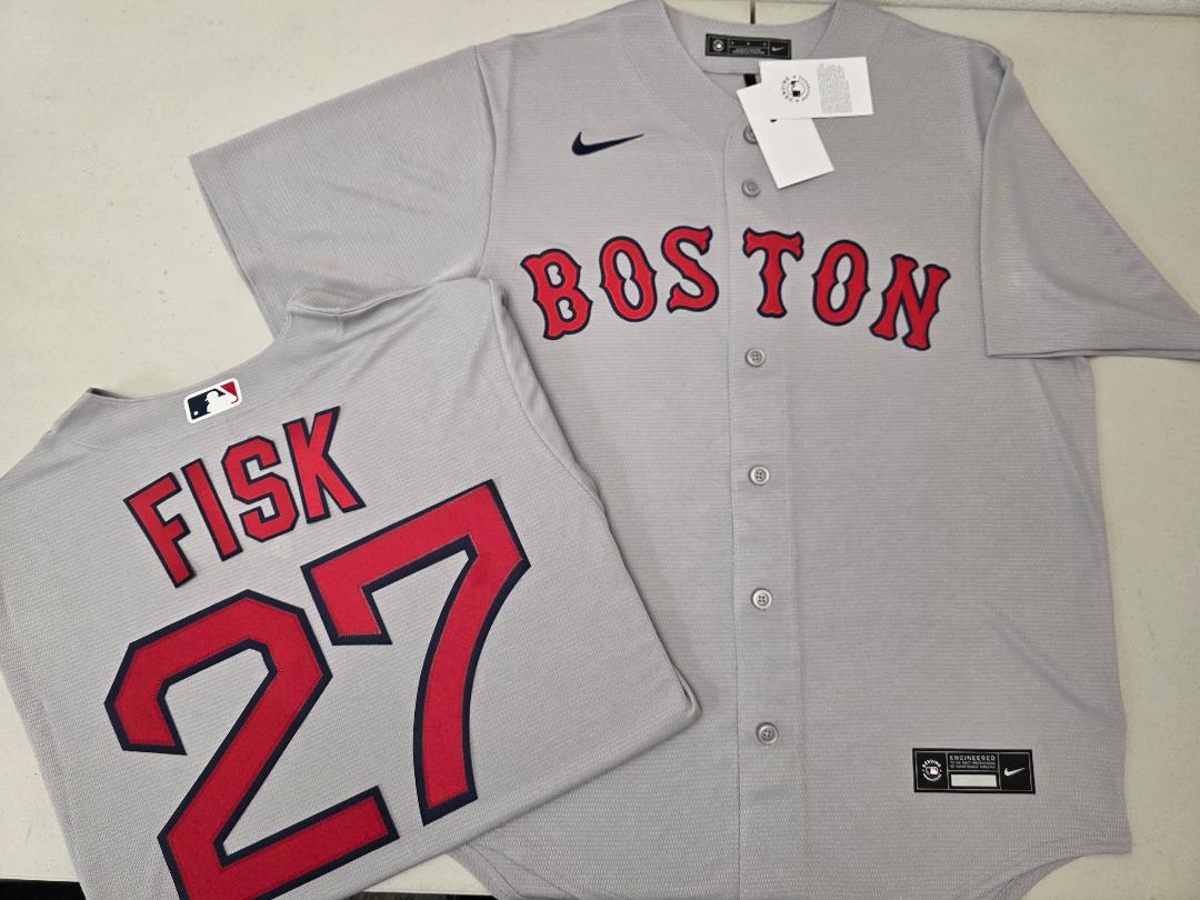 Nike Boston Red Sox CARLTON FISK Baseball Jersey GRAY