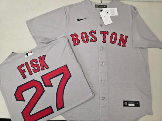 Nike Boston Red Sox CARLTON FISK Baseball Jersey GRAY