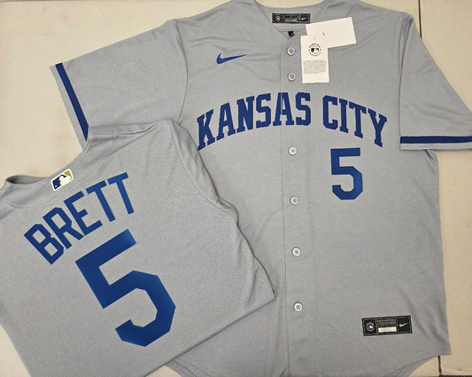 Nike Kansas City Royals GEORGE BRETT Sewn Baseball Jersey GRAY