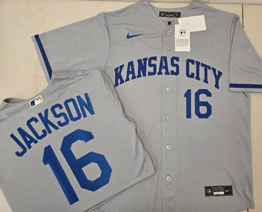 Nike Kansas City Royals BO JACKSON Sewn Baseball Jersey GRAY