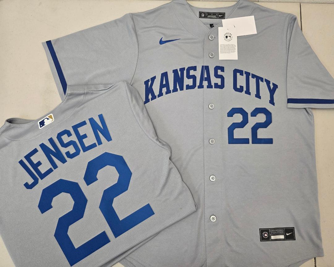 Nike Kansas City Royals CARTER JENSEN Sewn Baseball Jersey GRAY