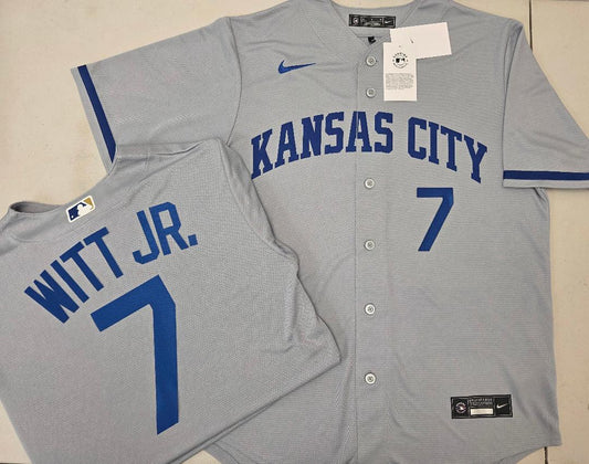 Nike Kansas City Royals BOBBY WITT JR Sewn Baseball Jersey GRAY